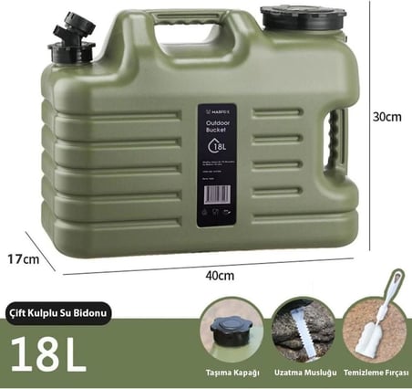 Musluklu Su Bidonu - Galon Air PE - 18 Litre - Yeşil - 547309