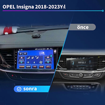 OPEL İnsignia 2018-2023 Yıl 1GB Ram 16GB Hafıza 9 İnç Android 14 Cihaz Kablosuz Carplay Kablosuz Android Auto Multimedya Navigasyon Double Teyp Araç Monitor Ekran