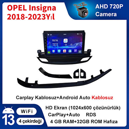 OPEL İnsignia 2018-2023 Yıl 4GB Ram 32GB Hafıza 9 İnç Android 14 Cihaz Kablosuz Carplay Kablosuz Android Auto Multimedya Navigasyon Double Teyp Araç Monitor Ekran