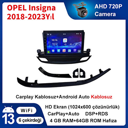 OPEL İnsignia 2018-2023 Yıl 4GB Ram 64GB Hafıza 9 İnç Android 14 Cihaz Kablosuz Carplay Kablosuz Android Auto Multimedya Navigasyon Double Teyp Araç Monitor Ekran