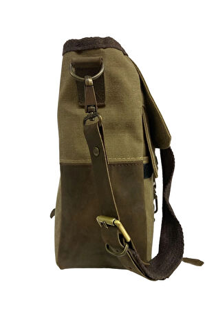 Vintage Baskılı Su Geçirmez Kanvas Deri Unisex Postacı Omuz Çantası 29 cm x 30 cm