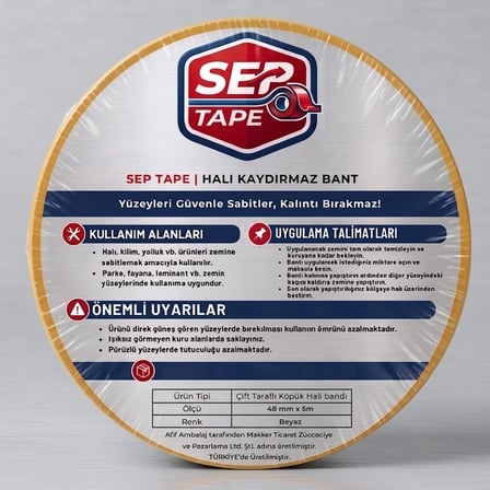 Halı Kaydırmaz Bant, Halı Yapıştırıcı Bant 5 metre uzunluk x 48 mm genişlik