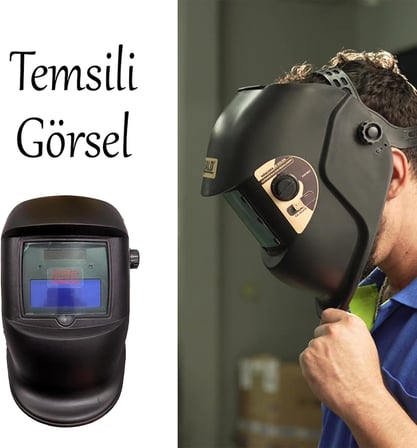 Güneş Enerjili Pilli Otomatik Kararan Baş Maskesi Siperlik Kartuşlu Kaynak Gözlüğü Ayarlanabilir