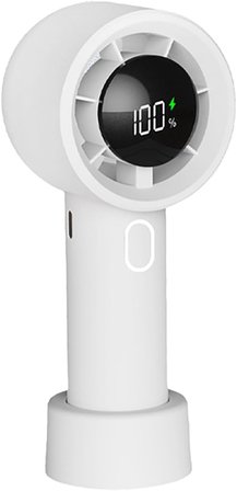 Cırak Turbo El Vantilatörü 100 Kademeli Ayarlı Güçlü Rüzgar Taşınabilir Fan LED Ekranlı USB-C Şarjlı Sessiz Mini Vantilatör Masaüstü ve Elde Kullanım El Fanı Mini Vantilatör Mini Fan (Beyaz)