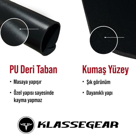 Klasse Classic Mouse Pad, 29x24 ve 24x20 cm Ofis Tipi, Küçük ve Orta Boy, Kaymaz Taban, Pürüzsüz Yüzey, Baskısız Tip Masa Koruyucu, Ergonomik Mouse Ped (Orta Boy 29x24 cm)