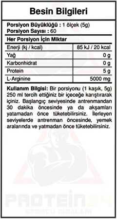 Bigjoy Sports Arginine Powder 300 Gram Arjinin Saf Aromasız 