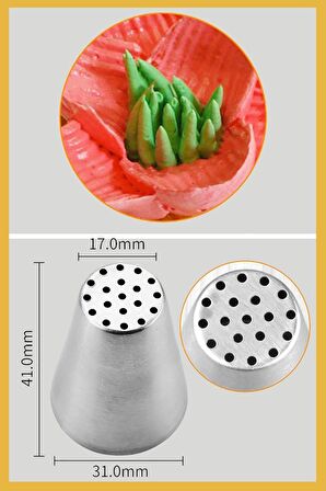 Paslanmaz Çelik Krema Sıkma Torbası Ucu (Şanti Torbası Ucu, Çiçek Duy) 1 Adet + 4 Adet Şanti Torbası