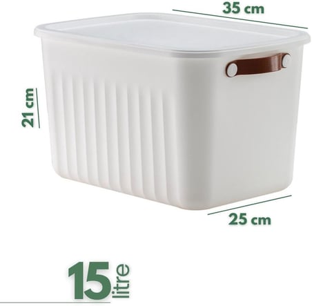 1 Adet Düzenleyici Kapaklı Kutu, Dekoratif Saklama Kutusu, Organizer (35cm*25cm*22cm) BEYAZ 15 LİTRE