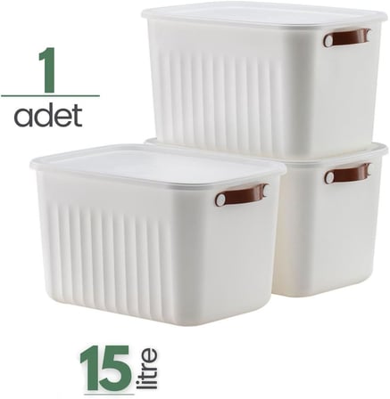 1 Adet Düzenleyici Kapaklı Kutu, Dekoratif Saklama Kutusu, Organizer (35cm*25cm*22cm) BEYAZ 15 LİTRE