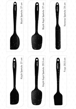 Drongo Isıya Dayanıklı Yanmaz Yapışmaz Silikon Spatula Seti 6 Parça Siyah Noktalı