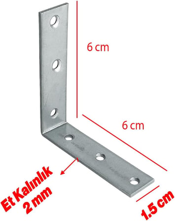 Mobilya Dolap Duvar Sabitleme 25 ADET Metal Köşebent 60x60x15 mm Bağlantı Aparatı L Demiri Gönye