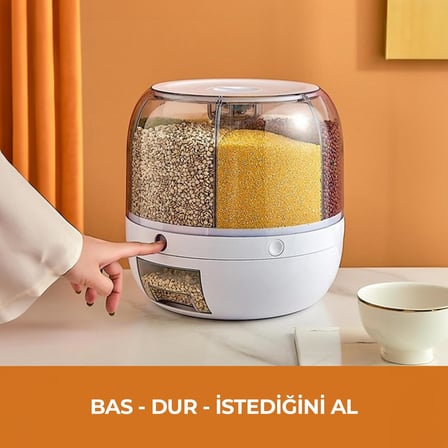 Bakliyat Organizeri, Bakliyat Saklama Kabı, 6 Kg Kapasiteli Styles Gıda Ve Bakliyat Saklama Kabı 6 Gözlü (6KG)
