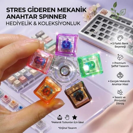 Oyuncak 5 Tuşlu Stres Çarklı Işıklı Klavye Stres Giderici Ses Çıkaran ışıklı Tuş Takımı Anahtarlık