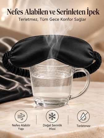 İcon Silk İ̇Pek Uyku Maskesi Göz Bandı (Siyah)