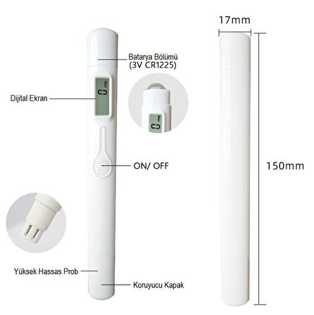 TDS M6 Metre LCD Ekranlı Kalem Tip Taşınabilir Su Akvaryum PH Kalite Analiz Cihazı