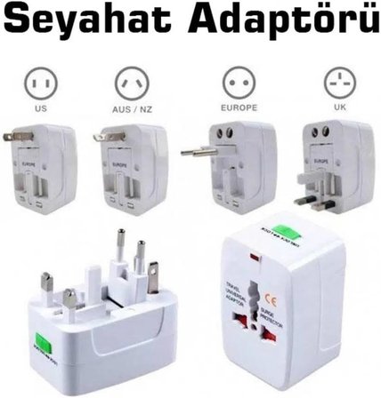 Universal Çoklu Priz Çevirici Dönüştürücü Seyahat Adaptörü, 150+ Ülke (AL-IN-ONE)