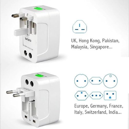 Universal Çoklu Priz Çevirici Dönüştürücü Seyahat Adaptörü, 150+ Ülke (AL-IN-ONE)