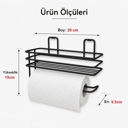 Yapışkanlı Raflı Havlu Askısı,Baharatlık askısı,Kağıt Havlu Askılı Duvar Tipi Baharatlık ve Şampuanlık, Banyo ve Mutfak İçin Uygun,Delmeden vidalamadan kolay ve pratik Montaj (HavlulukluRaf)