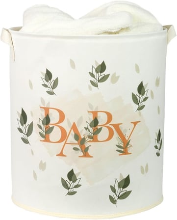 Baby Yazı Baskılı Büzgüsüz Çok Amaçlı Oyuncak Saklama Kirli Çamaşır Katlanır Düzenleyici Sepet 37x40