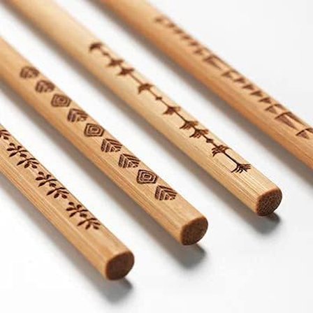 Trebent Yıkanabilir Bambu Chopstıck Japon Çin Yemek Çubuğu