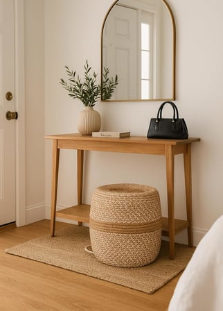NatureLine Jüt PUF Salon Pufu Antre Puf Makyaj Masası ve Yatak Odası Banyo Puf Teras Veranda ve Balkon Uyumlu Hasır Dekoratif Dayanıklı ve Çok Amaçlı Puff (HASIR-BEYAZKIRÇIL)
