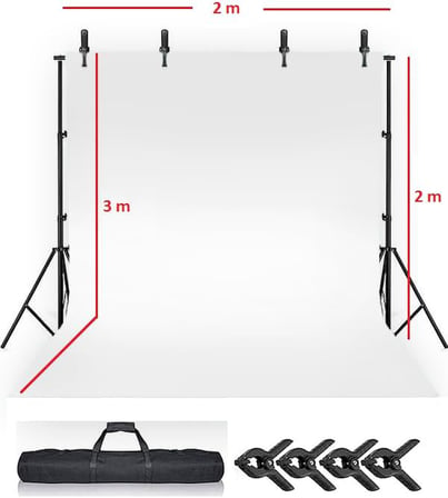 White Screen Beyaz Fon Perde 2X3 m Fotoğraf ve Ürün Çekimleri Için ve Fon Standı