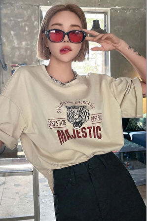 Unisex Majestic Baskılı Tasarım Tshirt