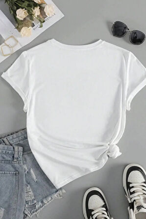 Unisex Pamuklu Butterfly Flowers Ön Baskılı Tasarım Tshirt
