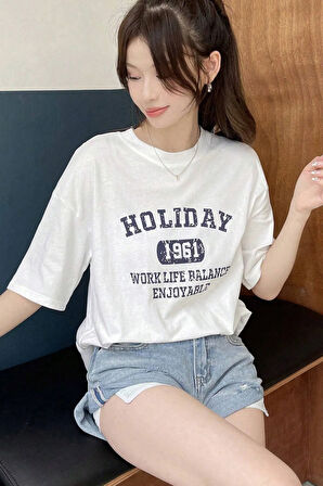 Unisex Holiday Baskılı Tasarım Tshirt