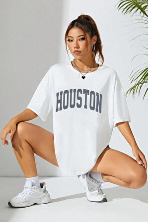 Unisex Houston Baskılı Tasarım Tshirt