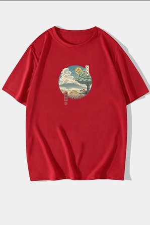 Unisex Neighbor s Ukiyo E Baskılı Kısa Kol T-shirt