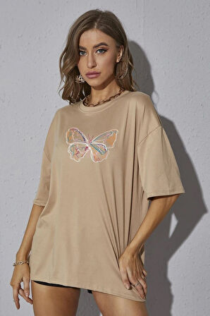 Unisex Butterfly Baskılı Tasarım T-shirt