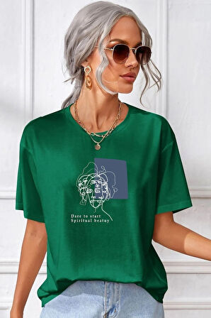 Unisex Minimal line drawing Baskılı Tasarım T-shirt