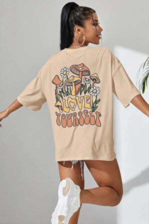 Unisex Love Yourself Sırt Baskılı Tasarım T-shirt