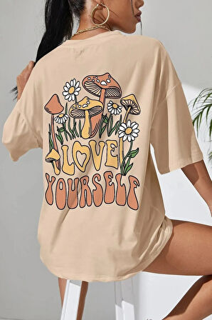Unisex Love Yourself Sırt Baskılı Tasarım T-shirt