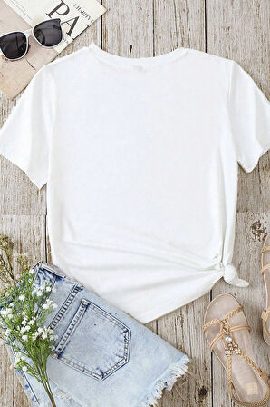 Unisex Sevimli Kedi Baskılı Tasarım T-shirt