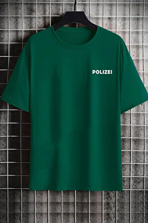 Unisex Polizei Baskılı Tasarım T-shirt