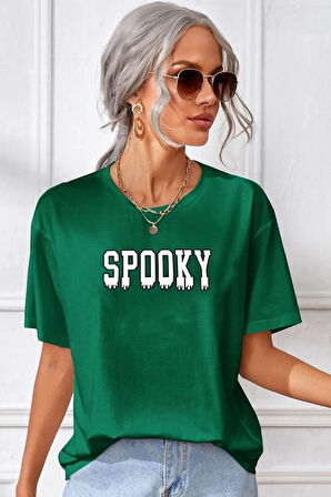 Unisex Spooky Baskılı Tasarım T-shirt