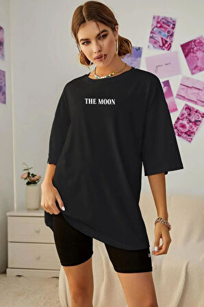 Unisex The Moon Baskılı Kısa Kol T-shirt