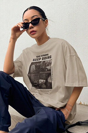 Unisex KeepGoing Baskılı Tasarım Tshirt