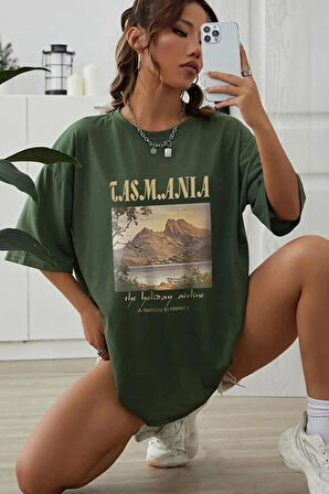 Unisex Tasmania Baskılı Tasarım Tshirt