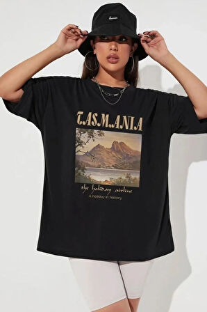 Unisex Tasmania Baskılı Tasarım Tshirt