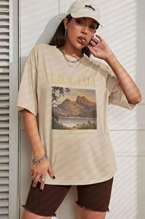 Unisex Tasmania Baskılı Tasarım Tshirt