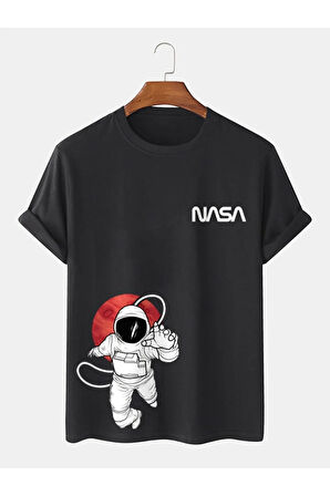 Kısa Kol Nasa Baskılı Tshirt