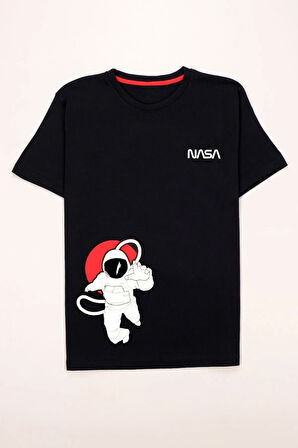 Kısa Kol Nasa Baskılı Tshirt