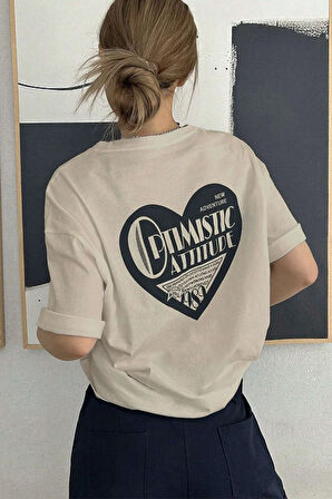 Unisex Optimistic Baskılı Tasarım Tshirt