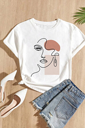 Unisex Make Up Siluet Baskılı Tasarım Tshirt