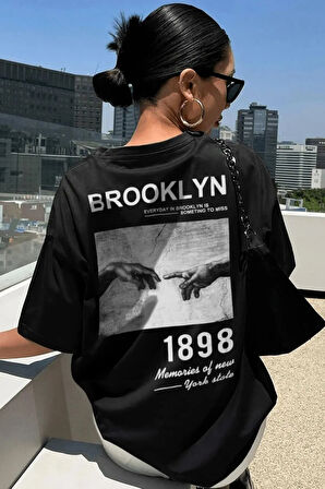 Unisex 1898 Brooklyn Baskılı Tasarım Tshirt
