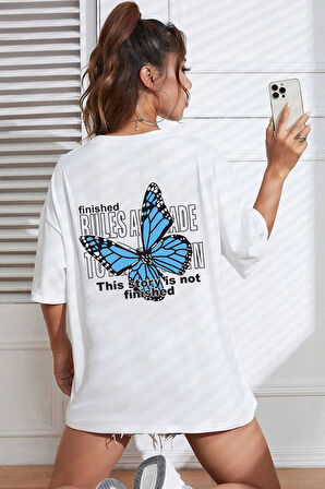 Unisex Kelebek Baskılı Tasarım Tshirt
