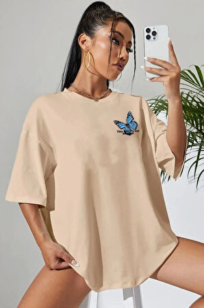 Unisex Kelebek Baskılı Tasarım Tshirt